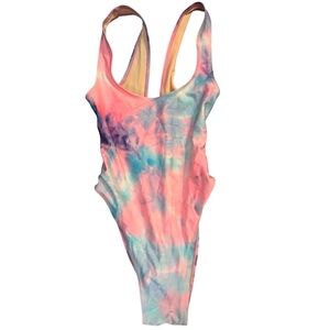 Private Party Tie Dye One-Piece Classic California Style Swimsuit Sz S/M